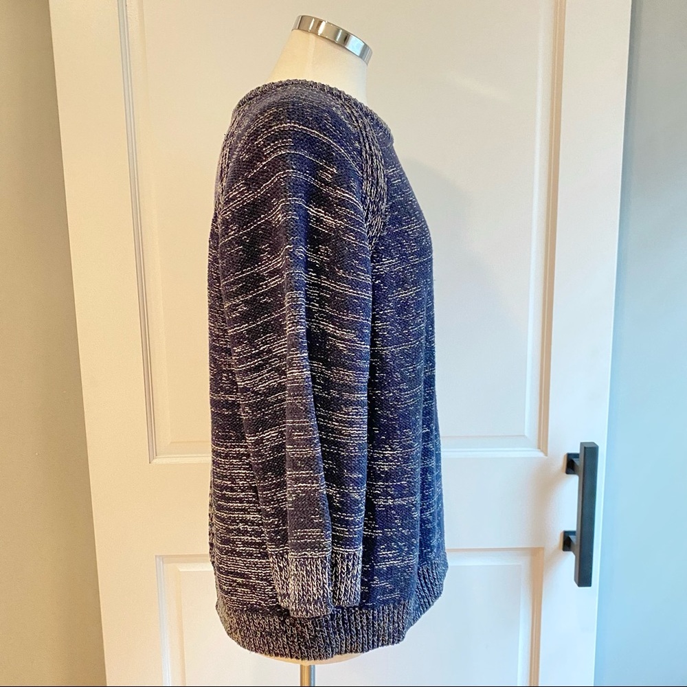 Massimo Dutti Blue Marled Split Back Sweater - image 3